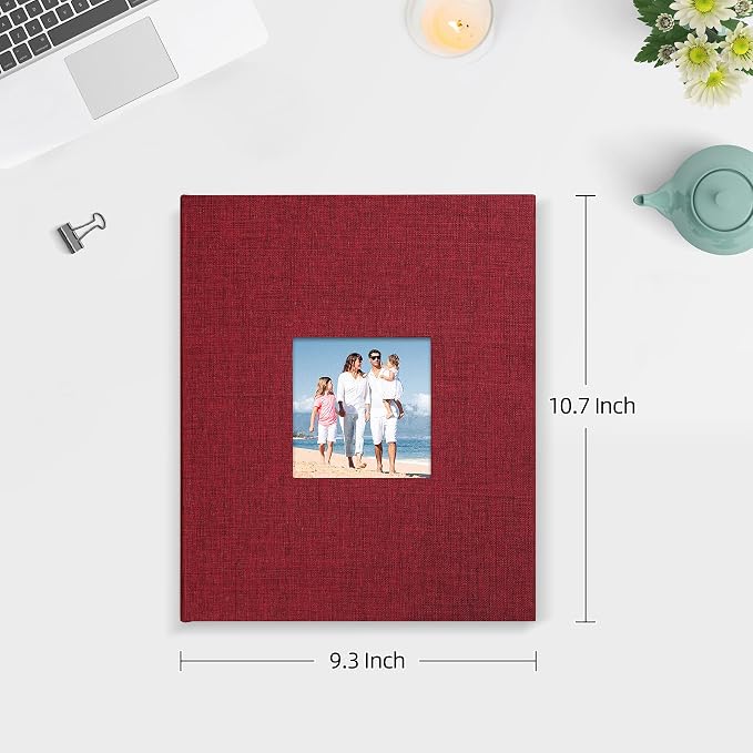 Mublalbum 2 Pack Small Photo Album 8x10, 52 Pockets, Linen Cover,Red | Linen Cover with Display Window, 52 Vertical Pockets, Portable Mini Picture Book for Artwork Postcards, Picture Storage - Image 2