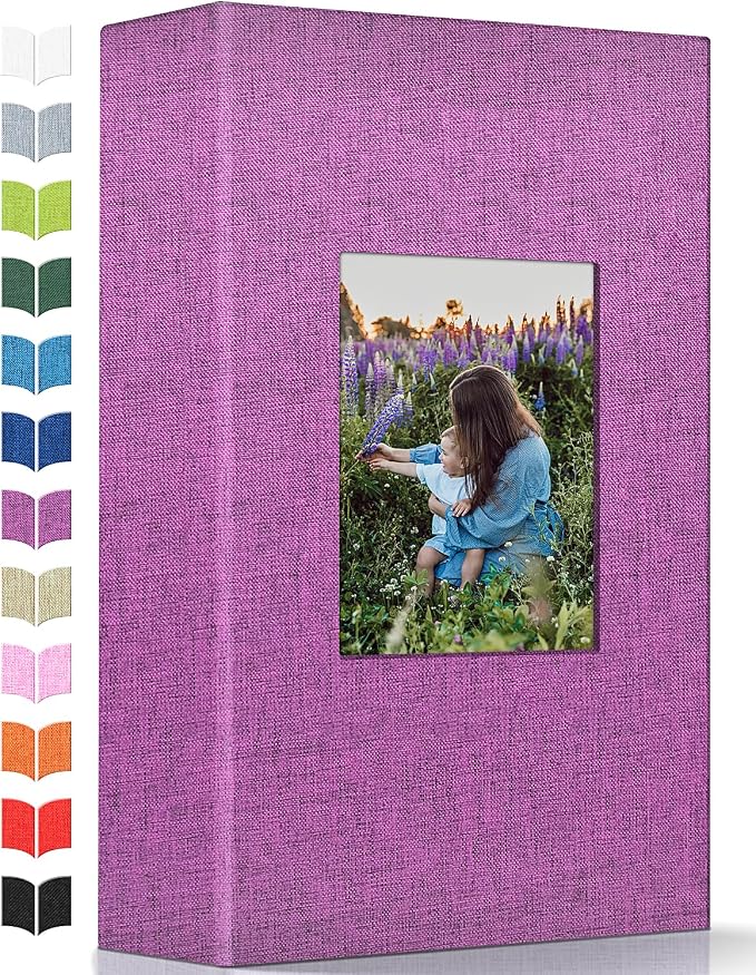 Artfeel Photo Album 4x6 with 300 Pockets,Slip-in Picture Albums,Linen Cover Memory Book with Front Window,White Page Vertical Photo Book for Wedding,Family,Anniversare,Baby,Vacation by Artfeel