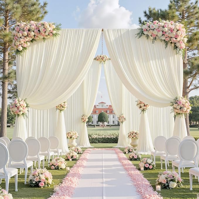 60ftx10ft Wrinkle Free Ivory Backdrop Curtains for Parties, Silky Polyester Photo Backdrop Drapes 12 Panels 5x10ft Back Drop Cloth for Wedding Birthday Baby Shower Photography Background - Image 7
