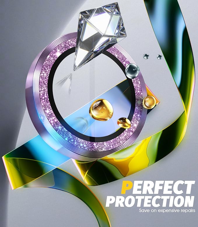 Orzero (2 Sets) Camera Lens Protector for Samsung Galaxy Z Fold 8 Ultra, [EZ Install] [Case-Friendly] 9H Tempered Glass Bling Lens Cover Accessories, Military-Grade Shockproof, HD Clarity Anti-Glare - Glitter Purple - Image 3