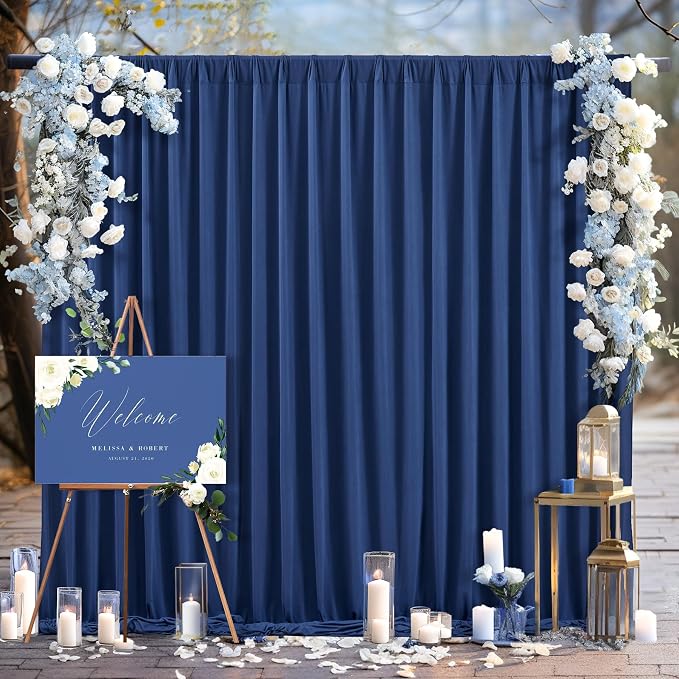 Navy Blue Backdrop Curtains - Wrinkle-Free Polyester Photography Drapes for Wedding, Baby Shower, Birthday, Graduation Party Decorations - 32 X 10FT - Image 7
