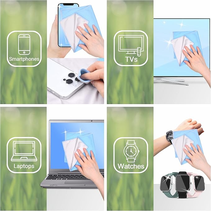 Eco-Fused Oversized Microfiber Cleaning Cloths XL - 5 Pack - 12 x 12 - Double-Sided - Microfiber & Suede for Smartphones, LCD TV, Tablets, Laptop, Camera Lenses & Other Surfaces - Image 5