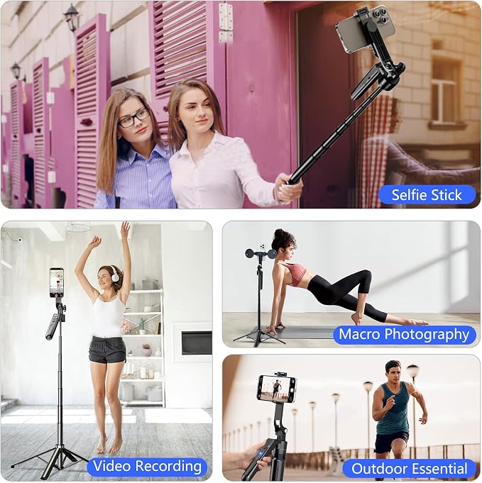 Auto Face Tracking Tripod for iPhone with Light, No APP Needed 70.9" Tripod | iPhone Stand for Video Recording, Selfie Stick Tripod Follows Your Movement with Remote for Content Creator Vlog Live - Image 4