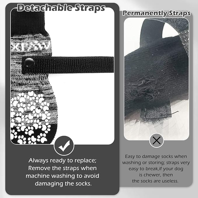 EXPAWLORER Anti Slip Dog Socks to Prevent Licking Paws, Dog Shoes for Hot Pavement, Dog Booties for Small Medium Large Senior Dogs, Traction Control Boots & Paw Protectors for Hardwood Floors - Image 4