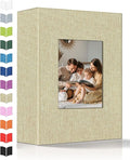 Artfeel Photo Album 4x6 with 100 Pockets,Slip-in Picture Albums,Linen Cover Memory Book with Front Window,White Page Vertical Photo Book for Wedding,Family,Anniversare,Baby,Vacation by Artfeel