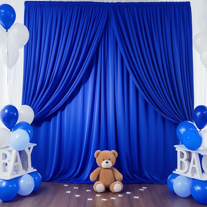 Royal Blue Backdrop Curtain 4 Panels-Wrinkle-Free Royal Blue Curtains Polyester Photography Drapes for Baby Shower Birthday Party Photo Background Backdrop Stand- 16 X10FT - Image 7
