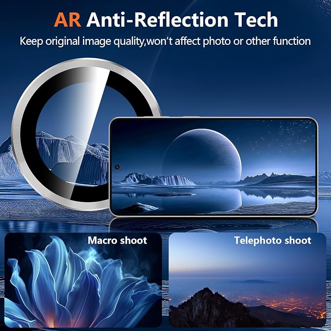 for Samsung Galaxy S26 Plus Camera Lens Protector, Individual Metal Ring Tempered Glass Lens Cover, [Strong Adsorption] Scratch Resistant Ultra-Thin HD Clear Lens Cover, Titanium Gray Ring - Image 3