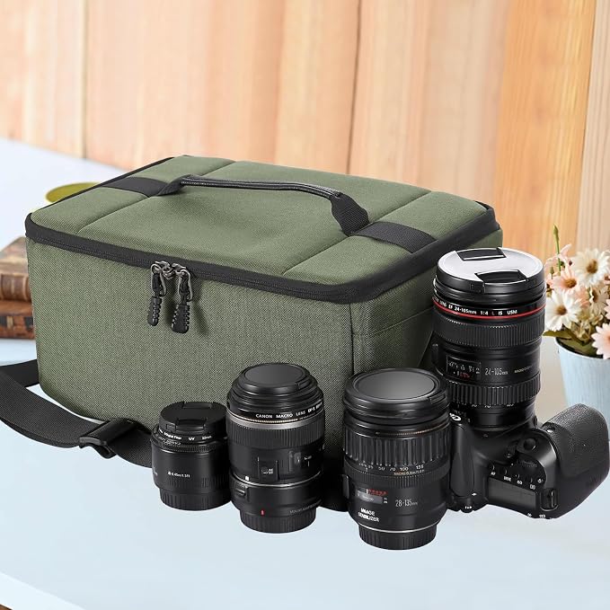 Koolertron Dslr Camera Insert Bag Purse Universal Liner Lens Pouch Partition Protective Cover Waterproof Sleeve for Cannon/Nikon/Sony (Green) - Image 5