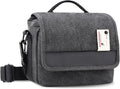 Camera Bag Purse Small Messenger Shoulder Bag for Mirrorless DSLR Camera Waterproof Canvas Compact Photography Case, Black Gray by Besnfoto