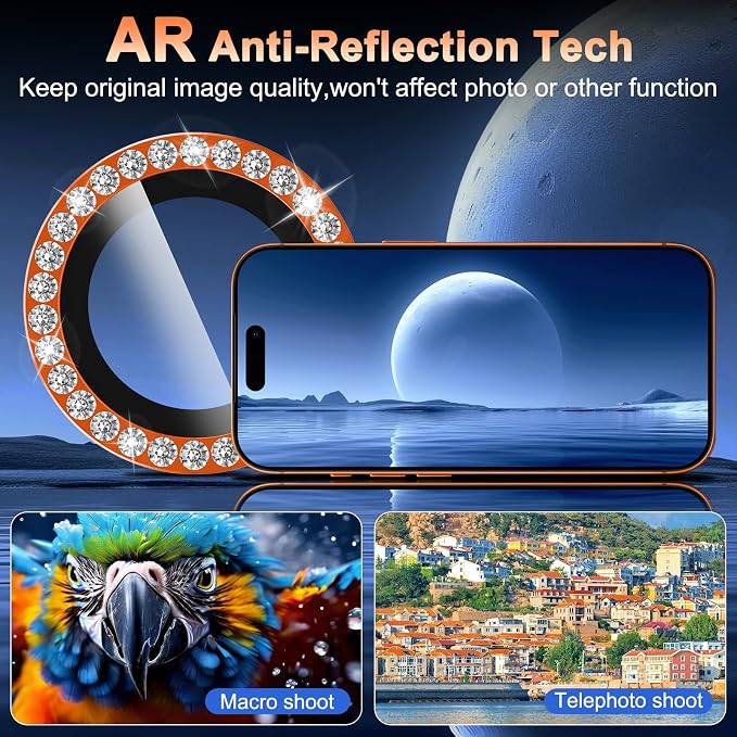 Meshine for iPhone 17 Pro/17 Pro Max Camera Lens Protector,Scratch Proof,Strong Adsorption,9H Hardness with Metal Ring Camera Cover,Ultra Thin Case Friendly, Accessories Lens Protector,Shiny Colorful - Image 4
