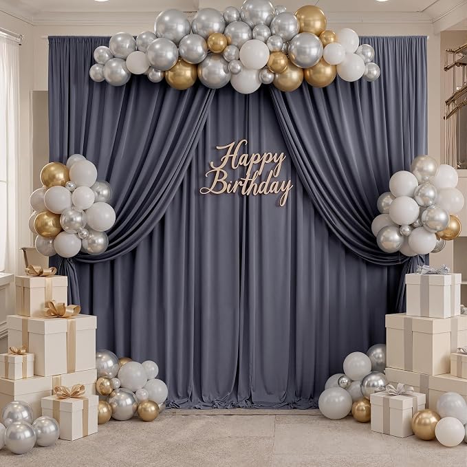 10ft x 10ft Wrinkle Free Charcoal Backdrop Curtains for Parties, Polyester Photo Backdrop Drapes 2 Panels 5x10ft for Wedding Birthday Party Photography Background Backdrop Stand - Image 7