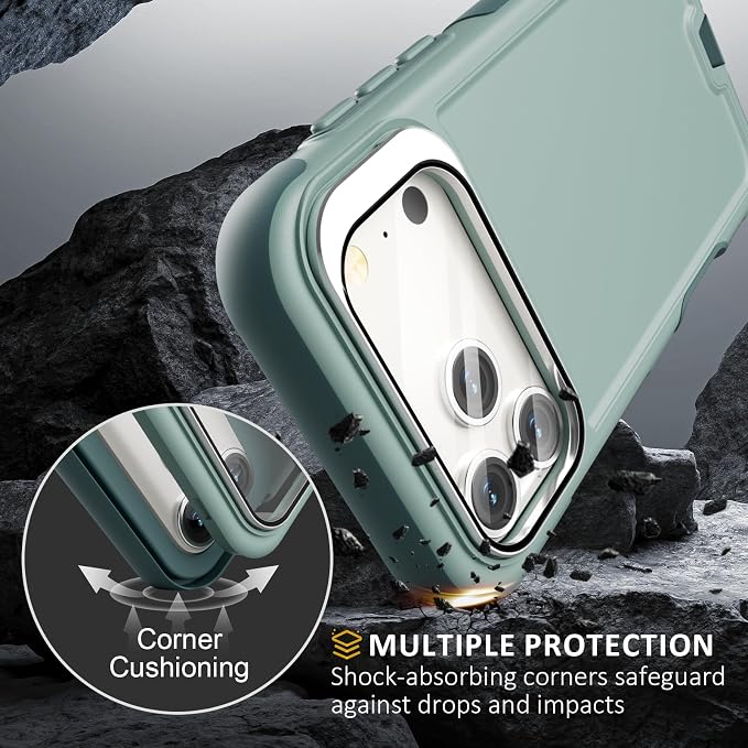 Follaroma Magnetic for iPhone 17 Pro Max Case with Camera Cover Stand,Green | Built-in Glass Camera Cover Stand,Compatible with MagSafe,Heavy Duty Shockproof Protective,Military-Grade Anti-DropDual Case - Image 5