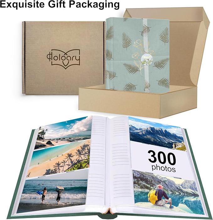 Holoary Photo Album 4x6 300 Photos, 300 Pockets 4”x6” Picture Album, Linen Fabric Cover Big Picture Book for Photos with Writing Area, 4x6 Photo Albums for Family Weddings Travel Memories(Dark Green) - Image 9