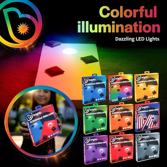 Brightz LED Cornhole Board Ring Lights, 2-Pack - 48-Hour Battery Life - Illuminate Your Game with Dazzling Glows and Ultimate Style for Non-Stop Evening Fun and Excitement (Includes Hole Lights Only) - Image 5