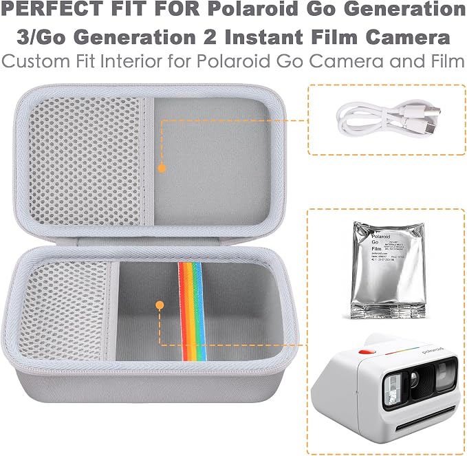 khanka Travel Case for Polaroid Go Generation 3 Mini Instant Camera,White | Fits for Polaroid Go Generation 2(6282),Accessory Storage Pocket, Travel-Ready Portable Storage,Case Only - Image 5