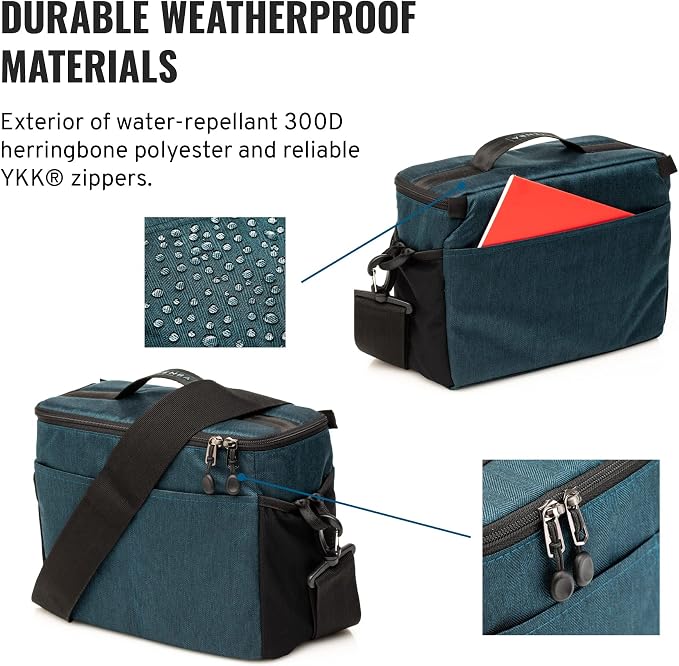 Tenba BYOB 10 Camera Insert - Turns any bag into a camera bag for DSLR and Mirrorless cameras and lenses – Blue (636-631) | Fits Mirrorless and DSLR with 2-4 Lenses, Interior 10 X 7.5 X 4 in, Removable Strap, Water-Repellent 300d - Image 5