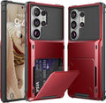 Foluu Wallet Case for Samsung Galaxy S26 Ultra with Card Holder, 5 Credit Hidden Card Slot Flip Cover Dual Layer Protective Hard PC Back & Soft TPU Bumper Case for Galaxy S26 Ultra 2026 (Red) by Foluu