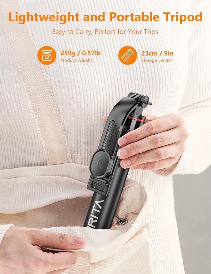 Selfie Stick Phone Tripod with Remote, 51" Aluminum Phone Stand for Cell Phone, 360° Rotation Portable Selfie Stick Tripod for iPhone 15/14 Pro Max/14 Pro/14/13 Pro, Android - Image 7