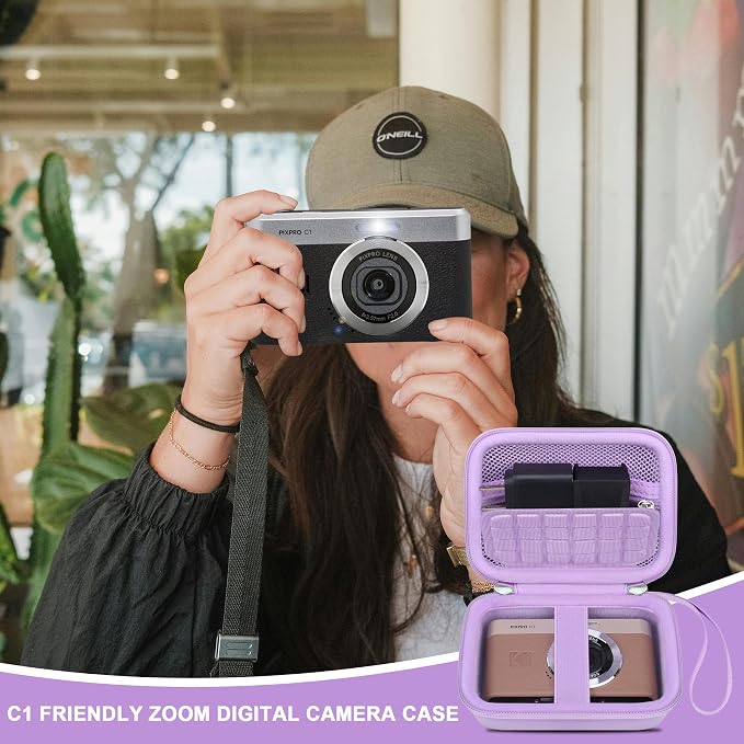 Canboc Carrying Case for KODAK PIXPRO C1 Friendly Zoom Digital Camera | For Canon PowerShot ELPH 360 HS A/ 360 HS/ 360/ IXY 650 Digital Camera, Mesh Pocket fit Cable, SD Card, Purple (Case Only) - Image 7