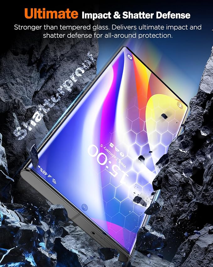 LK 2 Pack for Samsung Galaxy S23 Ultra Screen Protector, Flexible Glass | [GAME-CHANGER] [12FT Military Grade Shatterproof] Bubble-Free Film for Cell Phone s23 Ultra, Ultra-Thin - Image 4