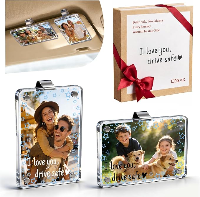 CoBak 2 Pack Acrylic Car Photo Holder, Magnetic Personalized Car Visor Clip, Car Accessories & Car Decor, Romantic Valentine's Day Gift for Family & Couples' Personal Photos,Stars by PopulartabletcasebrandWegivepeoplethebestdesignofprotectingvariouselectronicdevices