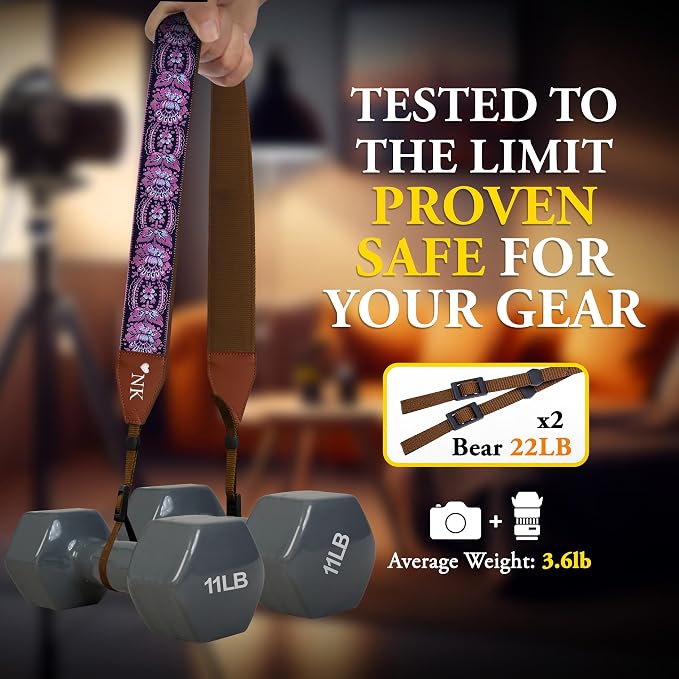 Art Tribute Custom Camera Strap Retro Pink - Add Your Text and We Make It Especially For You Get Your Own Personalized Gift Camera Strap, No Shipping Cost! - Image 3