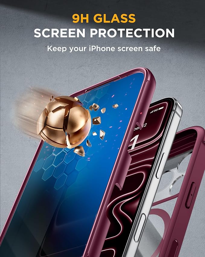 Miracase for iPhone 17 Pro Privacy Series Case, Magsafe, Cherry | Built-in Privacy Screen Protector | 360° Full Protection | Colored Bezel & Clear Back | Shock-Absorbent | 6,3 Inch - Image 4