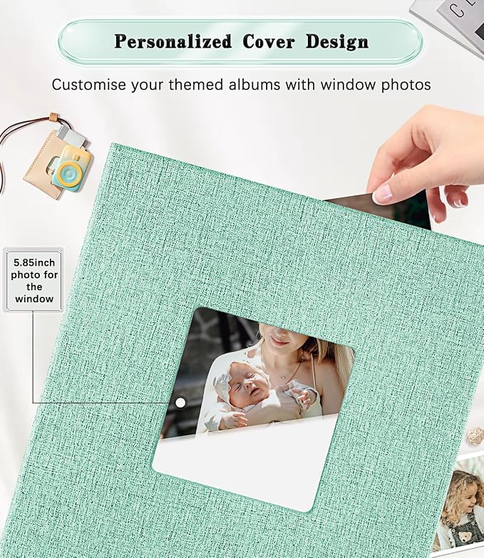 Ejblfe Photo Album 4x6,Linen Cover Slide-in Photo Album Book Can Holds 1000 4x6 Photos with 100 Black Sheets for Family,Wedding,Baby and Holiday Pictures (Turquoise) - Image 2