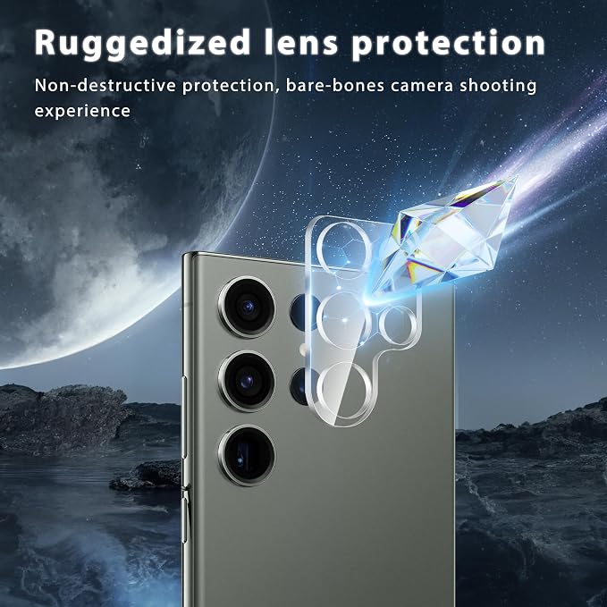 WILLONE 2+2 Pack for Galaxy S23 Ultra Screen Protector | Camera Lens Protector, 9H Tempered Glass, Fingerprint Unlock, HD Clear, Phone Case Fit - Image 6
