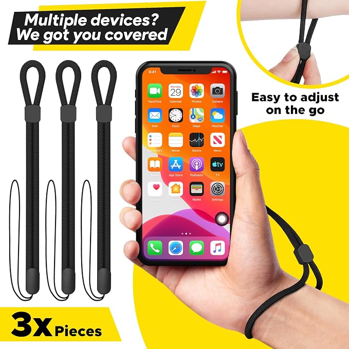 Empire Hand Wrist Strap Lanyard, 3 Pack Black Adjustable Lanyard Wrist Straps - Image 7
