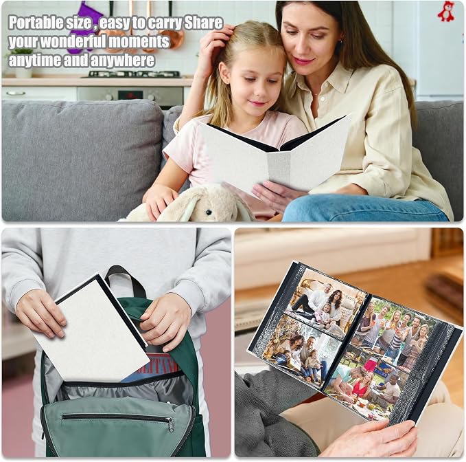 Photo Album 4x6 200 Pockets for Wedding Gifts,Linen Hardcover Picture Albums for Family Anniversary Baby Vacation Pictures - Image 5