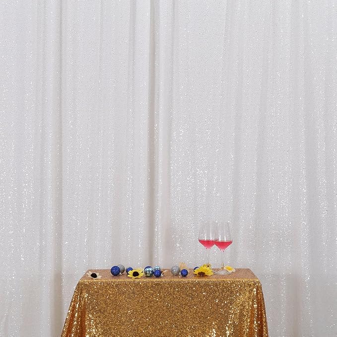 Poise3EHome White Sequin Backdrop,6FT x 8FT Sequin Photography Backdrop Curtain for Party Decoration by Poise3EHome