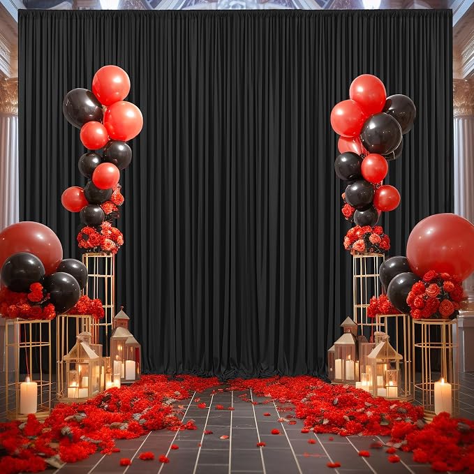 10x12 Black Backdrop Curtains for Wedding Party Wrinkle Free Backdrops Curtain Drapes Fabric Decorations Photo Back Drop Cloth for Baby Shower Photography Stage Reception 5ft x 12ft,2 Panels - Image 8