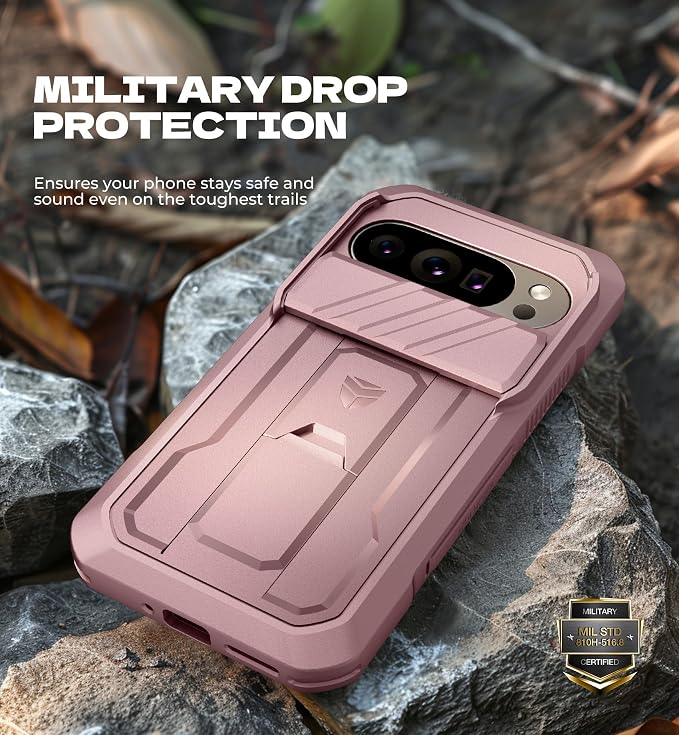 Dexnor for Google Pixel 10 Pro XL Case with Slide Camera Cover & 2 Front Frames & Built-in Screen Protector & Kickstand, Full-Body Shockproof Protective Cover Rugged Bumper Cases,Peony Pink(2025) - Image 6