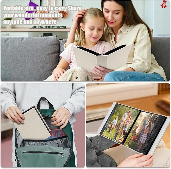 Photo Album 4x6 100 Pockets for Wedding Gifts,Linen Hardcover Picture Albums for Family Anniversary Baby Vacation Pictures - Image 7