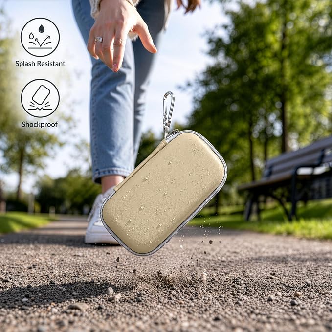 Film Camera Case for Kodak EKTAR H35 H35N Half Frame Film Camera | Camera and 35mm Film Rolls Storage, Mesh Pocket for Small Accessories, Travel and Home Organization; Slim, Beige, Case Only - Image 5