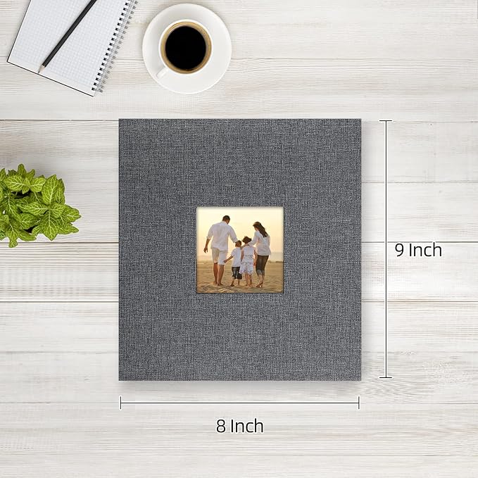potricher Photo Album 4x6 Pictures, 200 Pockets, Linen Cover, Gray | Linen Cover, Front Window, Large Capacity 4x6 Picture Albums, Photo Book for Family, Wedding, Anniversary, Baby, Keepsake - Image 2