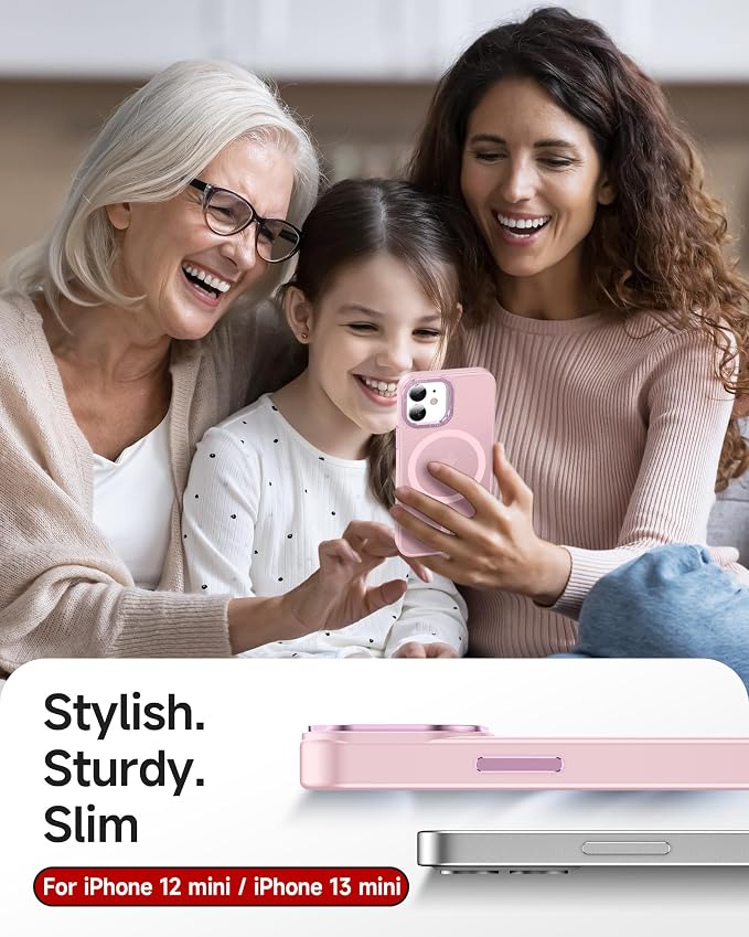 LeYi for iPhone-12 Mini Cases/iPhone-13 Mini Phone Case: Pink [ Screen Protector X2+ Camera Cover X2] Compatible with Magsafe i 13mini 12mini Cases Slim Magnetic Protective Rugged Girl Women, Pink - Image 6