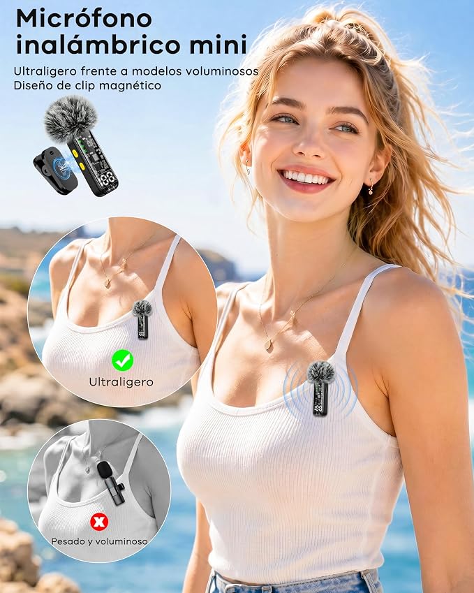 4 Pack Wireless Mini Lavalier Microphones for iPhone, Android iPad | Noise Reduction & LED Digital Display, Magnetic Mini Mic for Video Recording Vlogging YouTube Podcast Interview - Image 5