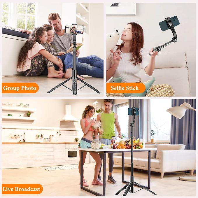 62" Aluminum Alloy Selfie Stick Phone Tripod with Wireless Remote Compatible with iPhone 17 16 15 14 13 pro Xs Max Xr X, Android/Samsung Smartphone Expandable for Travel Selfies Video Recording Vlog - Image 8