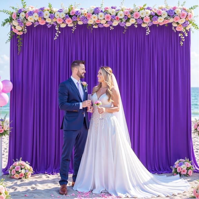 6 Panels Purple Backdrop Curtain for Parties Wedding Wrinkle Free Purple Photo Curtains Backdrop Drapes Fabric Decoration for Birthday Party Photography 30ft(W) x 10ft(H) - Image 8