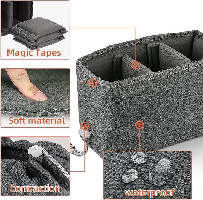 Koolertron Waterproof DSLR Camera Bag with Removable Insert, Adjustable Compartments, Fits in Camera Bags - Protective Case for DSLR/SLR Cameras & Accessories - Image 4