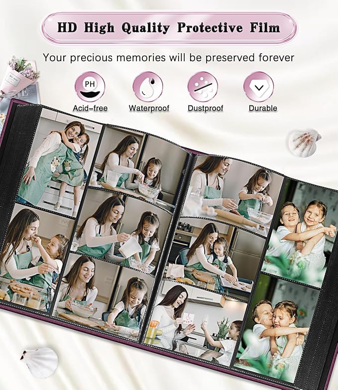 Ejblfe Photo Album 4x6,Linen Cover Slide-in Photo Album Book Can Holds 600 4x6 Photos with 60 Black Sheets for Family,Wedding,Baby and Holiday Pictures (Dark purple) - Image 4