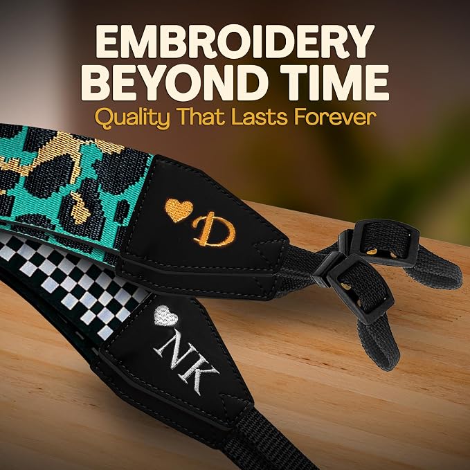 Art Tribute Custom Black White Checkers Camera Strap - Add Your Text and We Make It Especially For You Get Your Own Personalized Stocking Stuffer & Christmas Gift Camera Strap, No Shipping Cost! - Image 5