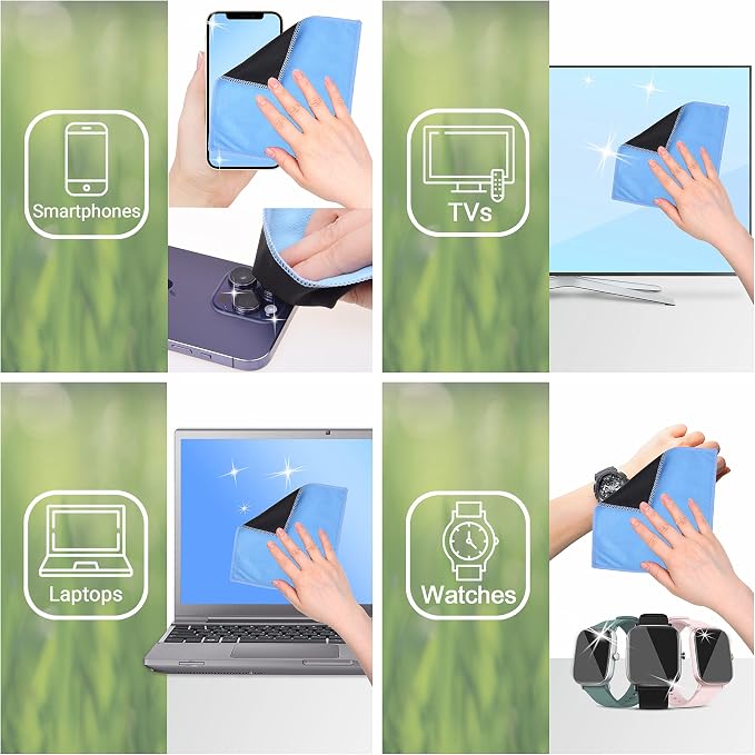 Microfiber Cleaning Cloths - 10 Pack - 6.6 x 6.2" - Double-sided Cleaning Cloths - Microfiber and Suede Cloth for Smartphones, LCD TV, Tablets, Laptop Screens, Camera Lenses and Other Surfaces - Image 5