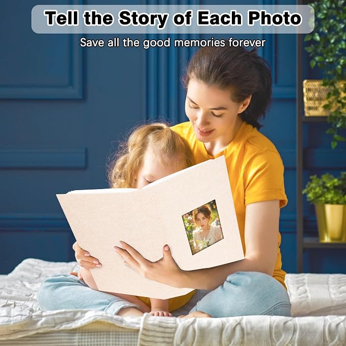 Aevdor 4x6 Photo Album, Holds 300 Photos, Linen Cover with Window, Beige | Linen Hardcover, Slip-In Pockets, Acid-Free & PVC-Free, Store Wedding Baby Vacation Memories - Image 7