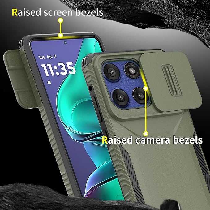 for Motorola G Stylus 5G 2025 Case with Built-in Slide Camera Cover & Screen Protector, [2 in 1] Heavy Duty Rugged Shockproof Protective Cover for Moto G Stylus 5G 2025(Pine Green) - Image 5