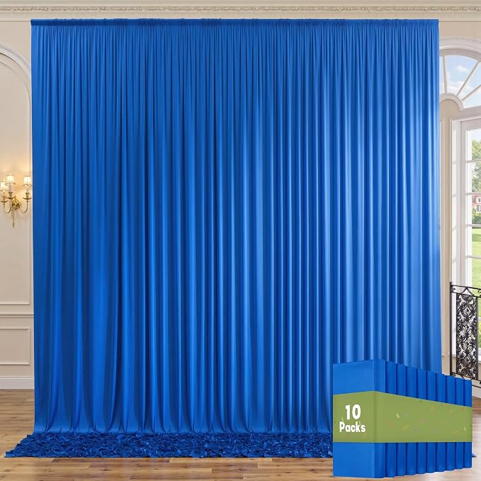 50ftx10ft Wrinkle Free Royal Blue Backdrop Curtains for Parties, 10 Panels 5x10ft Silky Polyester Photo Backdrop Drapes for Weddings Birthday Party Photography Background Curtains by ENJOYYOURPARTY