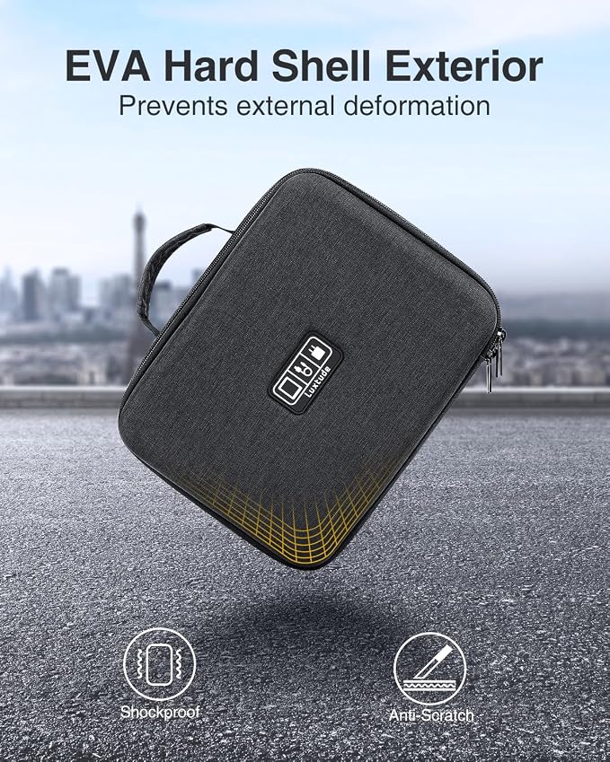 Luxtude Electronic Organizer Travel Case Large, Tech Organizer | Hard Case for Electronics with Shoulder Strap, Fits for iPad (Up to 11’’), Tech Gifts - Image 2