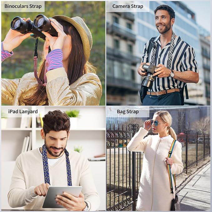 FIEIL Rainbow Stripe Shoulder Strap, Adjustable Camera Strap with 2 Sets of Quick-Release Buckles, Comfortable Neck Strap for iPad, Tablet, Camera, Laptop, Binocular, Luggage Bag - Image 2